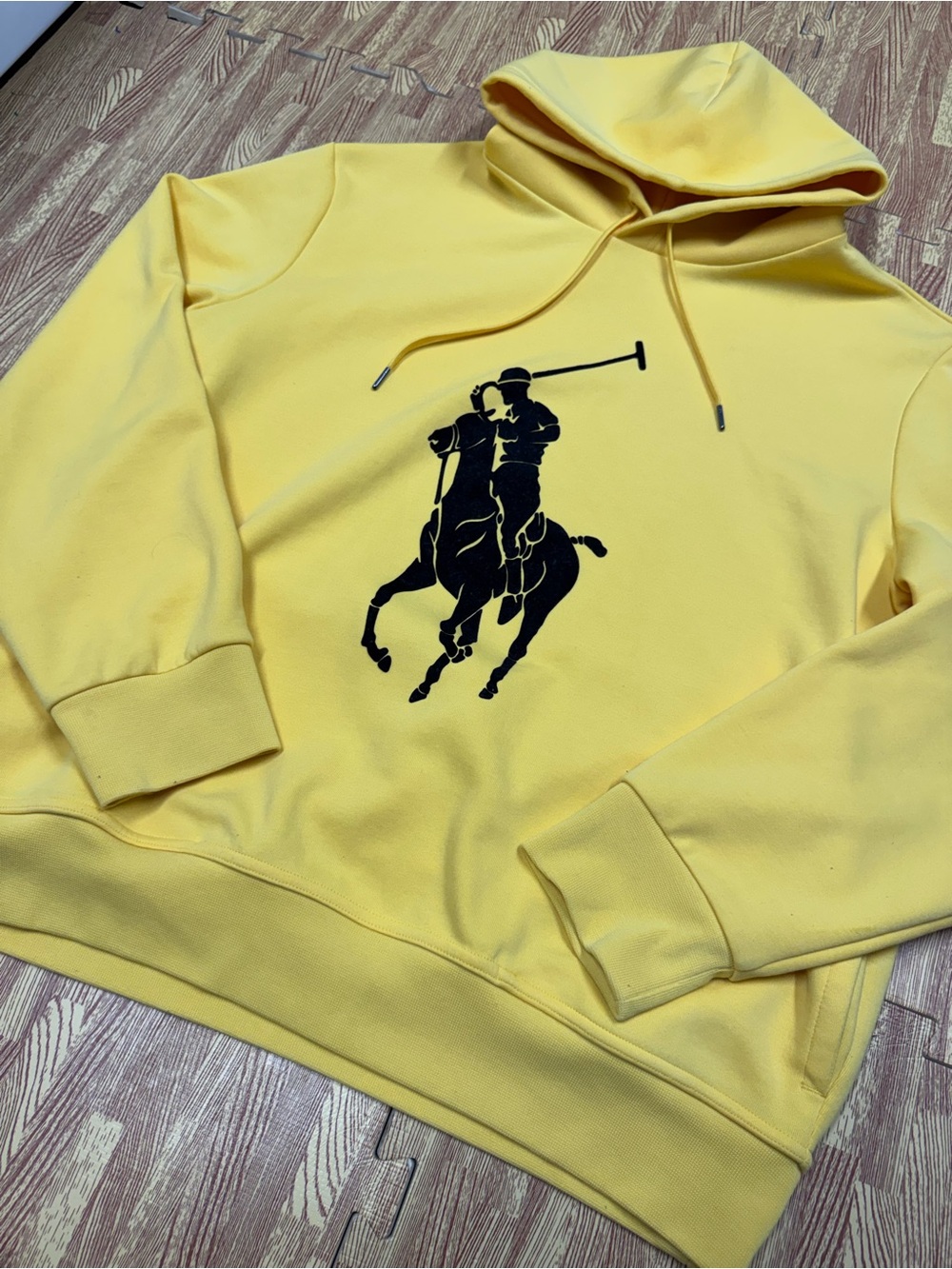 Polo Ralph Lauren Big Pony Hoodie Men’s Large Yellow Pullover Mens Preppy - Picture 3 of 7